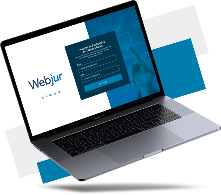 Um notebook aberto com a tela de login da Webjur